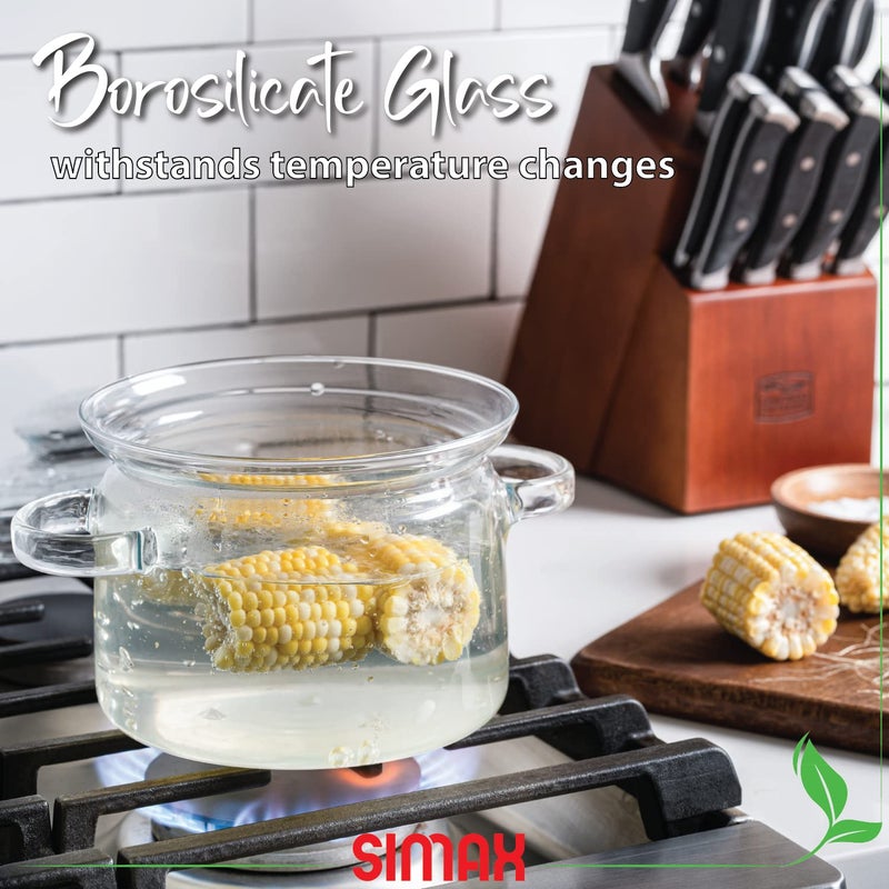 Simax 48 Oz Borosilicate Glass Saucepan With Lid - Microwave, Stove and Dishwasher Safe Potpourri Pot and Serving Dish - Image 5